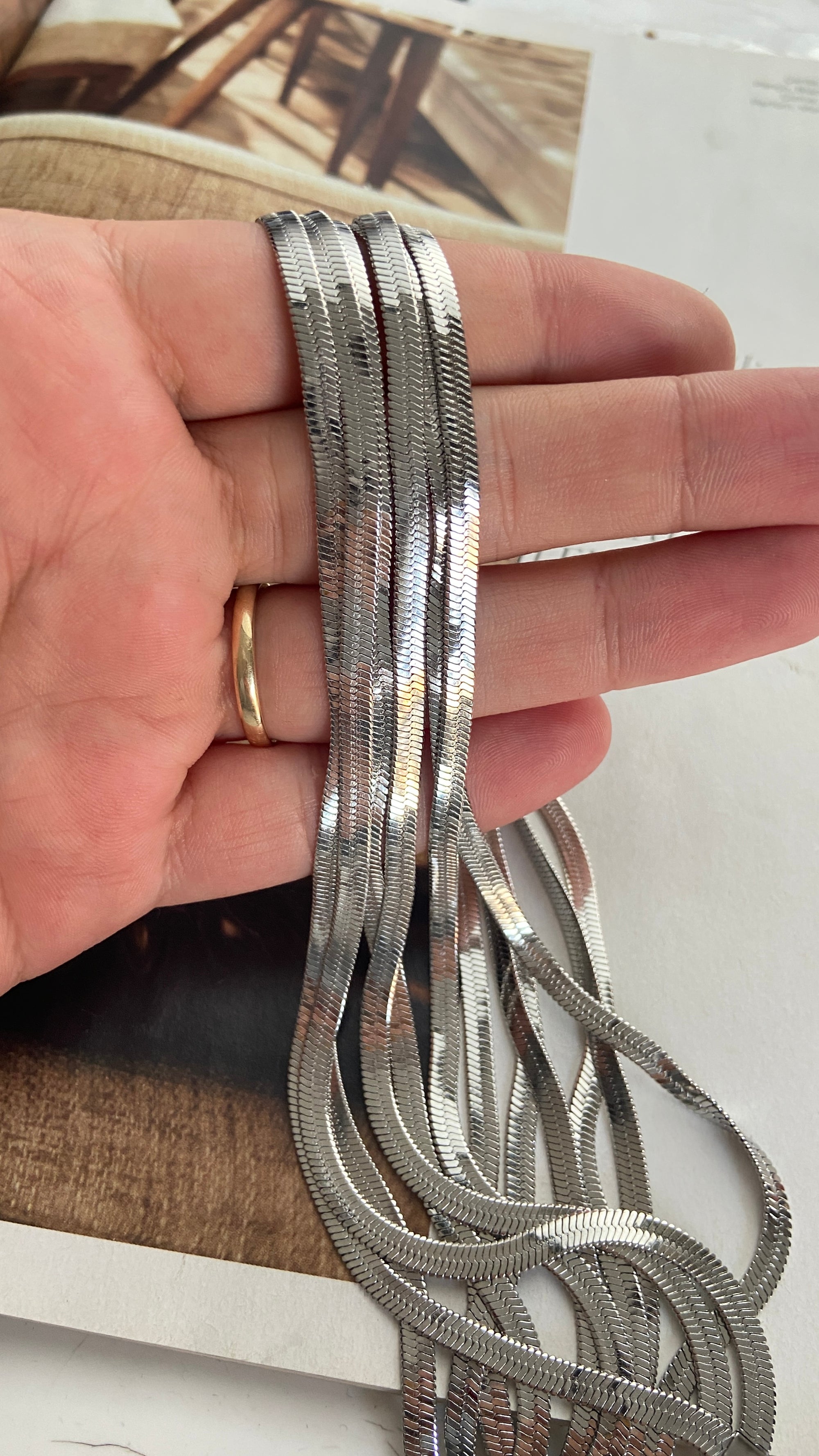 Çelik İtalyan Zincir Kolye / 45 cm / Gümüş ( Hazır Kolye Zinciri )