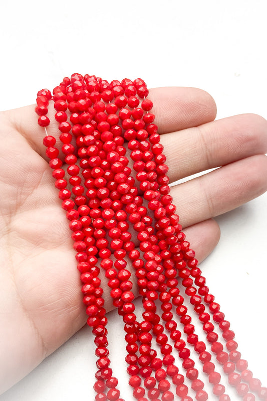 Kristal 4 mm Boncuk 1 Dizi ( Kırmızı )