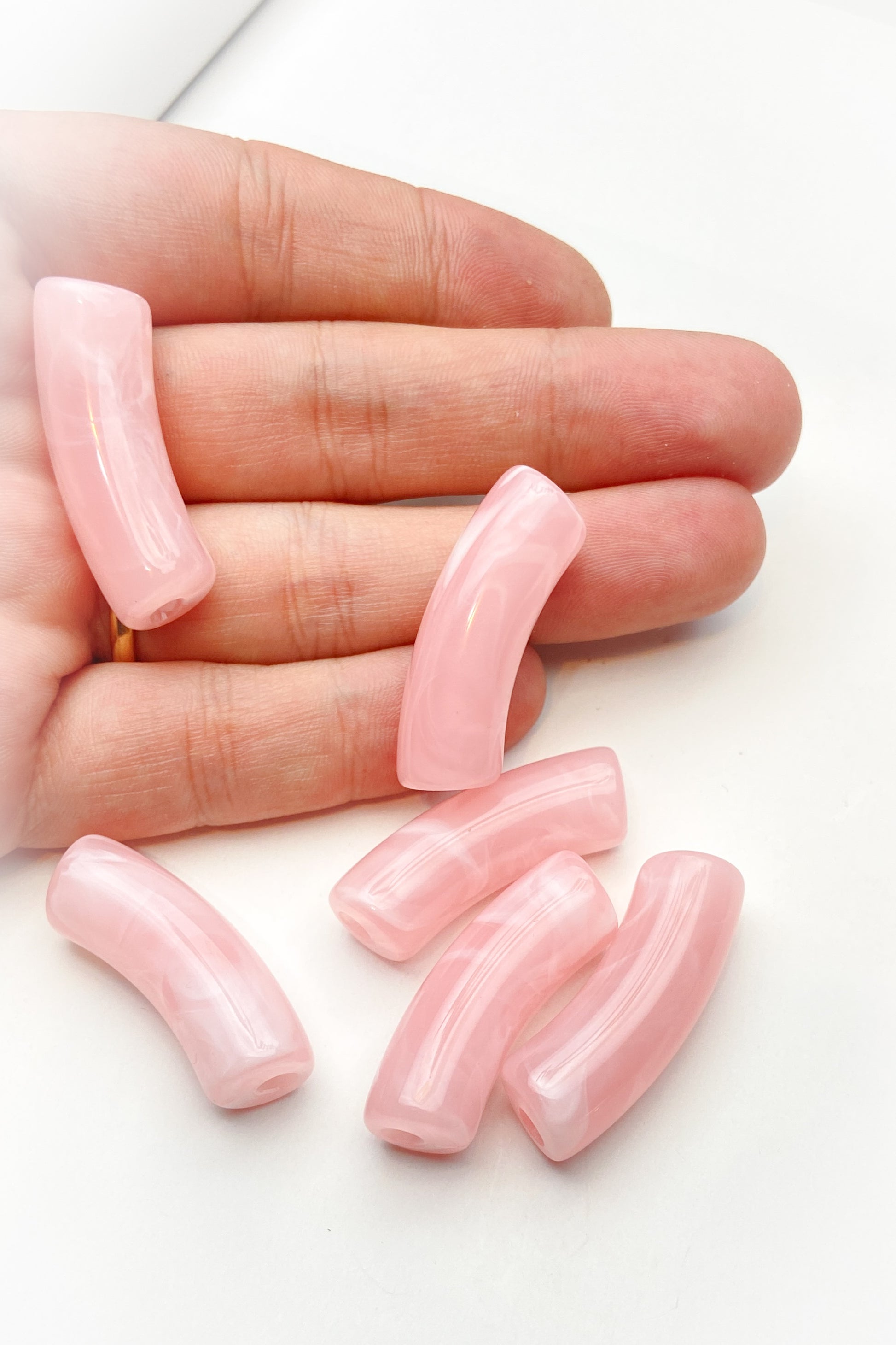 Pembe Silindirik Boncuk Seti